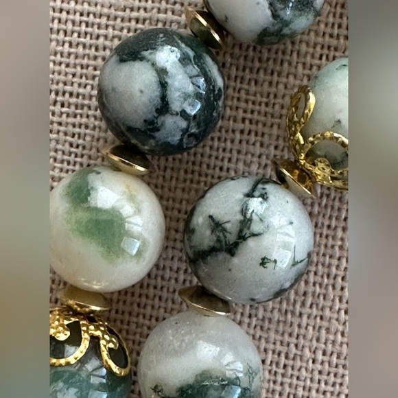 22 inch Tree Agate Gemstone bead Necklace NWOT - Picture 5 of 11